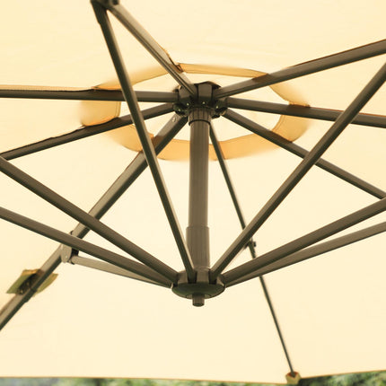 3 Metre Patio Offset Cantilever Parasol with Cross Base - Beige