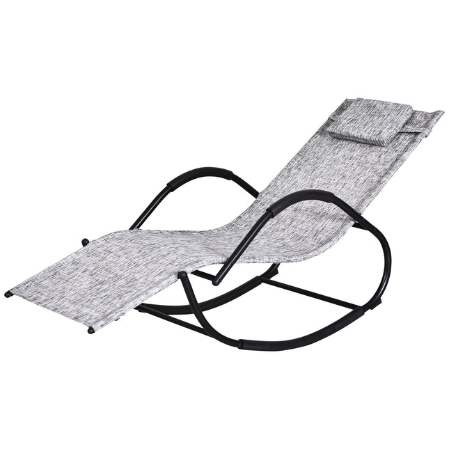 Patio Rocking Lounge Chair with Padded Pillow Grey Texteline - Grey
