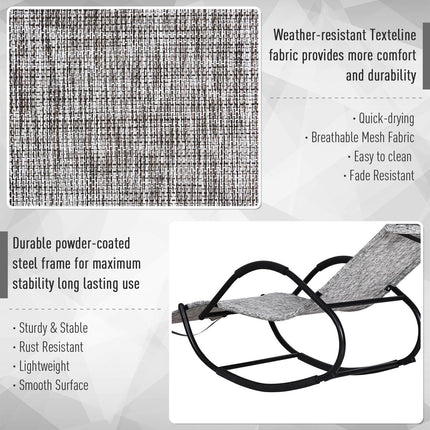 Patio Rocking Lounge Chair with Padded Pillow Grey Texteline - Grey