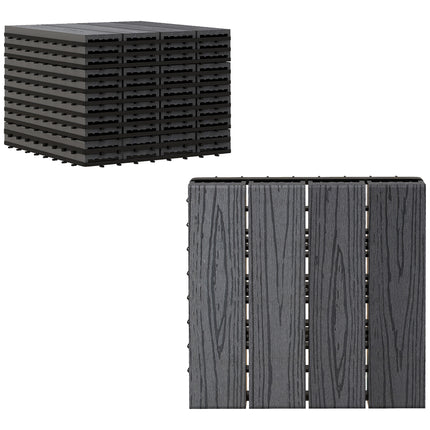 WPC Interlocking Decking Tiles, Pack of 11 Interlocking Patio Paving Slabs, 30 X