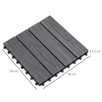 WPC Interlocking Decking Tiles, Pack of 11 Interlocking Patio Paving Slabs, 30 X