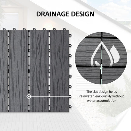 WPC Interlocking Decking Tiles, Pack of 11 Interlocking Patio Paving Slabs, 30 X