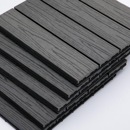 WPC Interlocking Decking Tiles, Pack of 11 Interlocking Patio Paving Slabs, 30 X