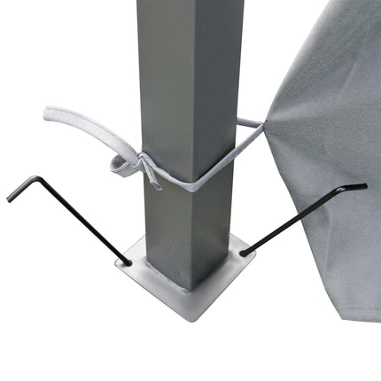 4m x 3m Garden Gazebo Double Roof Canopy with Curtains Solid Steel Frame - Grey