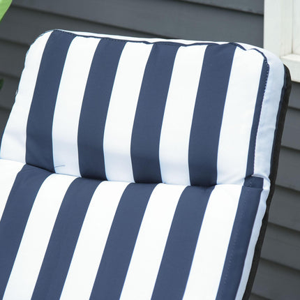Set of 2 Folding Outdoor Garden Sun Lounger Chairs with Cushions Multi-Position - Blue and White