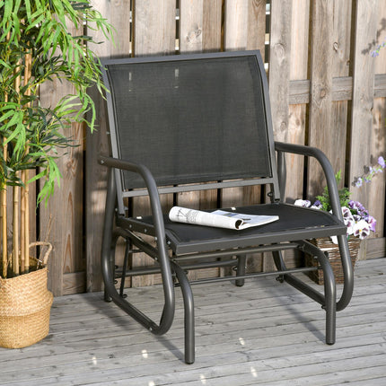 Outdoor Gliding Swing Chair with Mesh Seat Steel Frame - Dark Grey