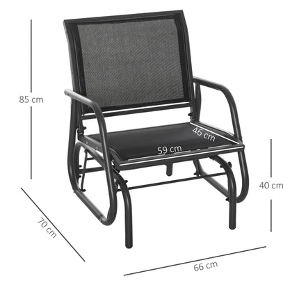 Outdoor Gliding Swing Chair with Mesh Seat Steel Frame - Dark Grey