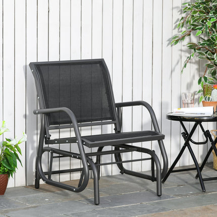 Outdoor Gliding Swing Chair with Mesh Seat Steel Frame - Dark Grey