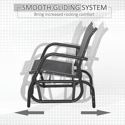 Outdoor Gliding Swing Chair with Mesh Seat Steel Frame - Dark Grey