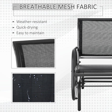 Outdoor Gliding Swing Chair with Mesh Seat Steel Frame - Dark Grey