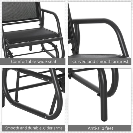Outdoor Gliding Swing Chair with Mesh Seat Steel Frame - Dark Grey