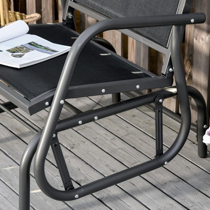 Outdoor Gliding Swing Chair with Mesh Seat Steel Frame - Dark Grey