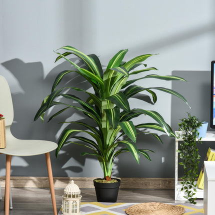 110cm Artificial Dracaena Tree with 40 Leaves in Nursery Pot - Green