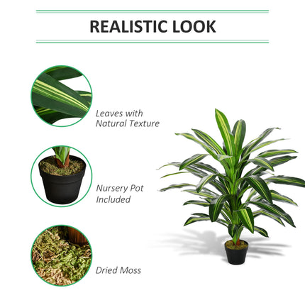 110cm Artificial Dracaena Tree with 40 Leaves in Nursery Pot - Green