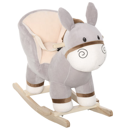 Toddlers Donkey Plush Rocking Ride-On with Sound - Grey