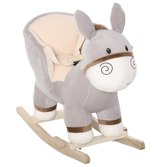 Toddlers Donkey Plush Rocking Ride-On with Sound - Grey