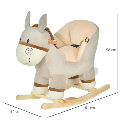 Toddlers Donkey Plush Rocking Ride-On with Sound - Grey