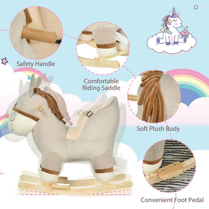 Toddlers Donkey Plush Rocking Ride-On with Sound - Grey