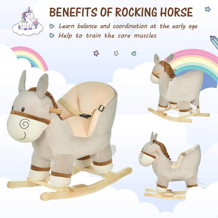 Toddlers Donkey Plush Rocking Ride-On with Sound - Grey