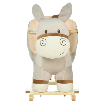 Toddlers Donkey Plush Rocking Ride-On with Sound - Grey