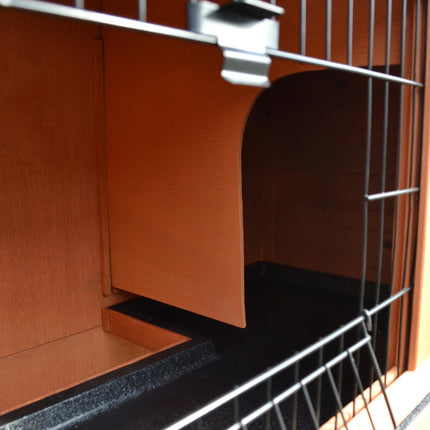 2 Tier Rabbit Hutch with Ramp Slide Out Tray for Guinea Pigs & Ferrets 100.5x55x101 cm - Brown