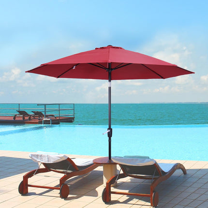 2.7M Garden Parasol Umbrella with Glass Fibre Ribs and Aluminium Frame, Tilting