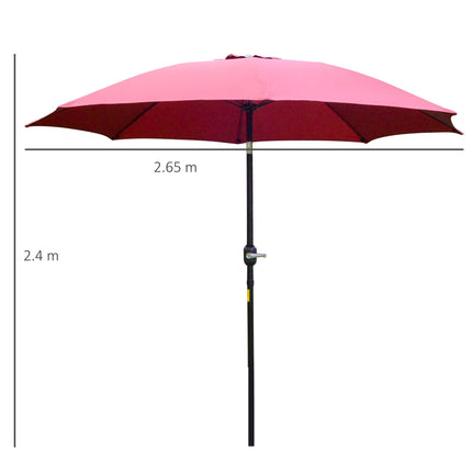 2.7M Garden Parasol Umbrella with Glass Fibre Ribs and Aluminium Frame, Tilting