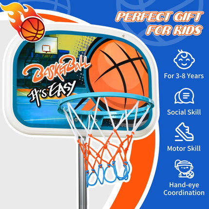 Kids Basketball Hoop and Stand Portable Basketball Stand Set w/ Ball Pump Nettin