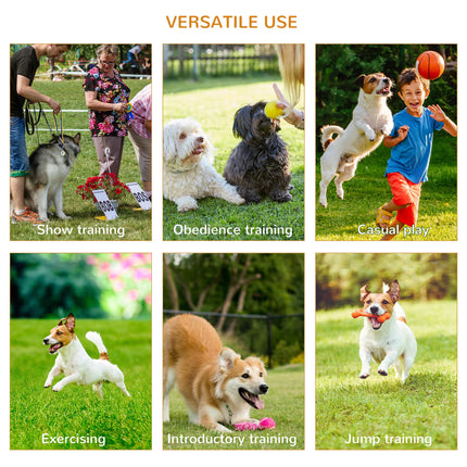 4PC Portable Dog Agility Training Obstacle Set with Adjustable Weave Pole, High Jump, Jumping Ring & Tunnel - Yellow