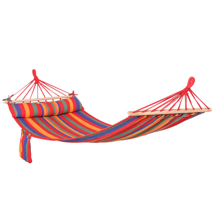 Cotton Portable Hammock Swing Chair with Headrest & Side Pocket 270x80 cm - Rainbow Stripes