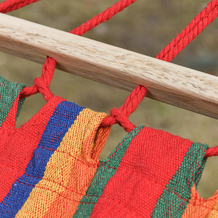 Cotton Portable Hammock Swing Chair with Headrest & Side Pocket 270x80 cm - Rainbow Stripes