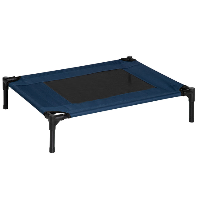 Medium Elevated Dog Cat Pet Cot Bed Portable Camping Basket - Blue