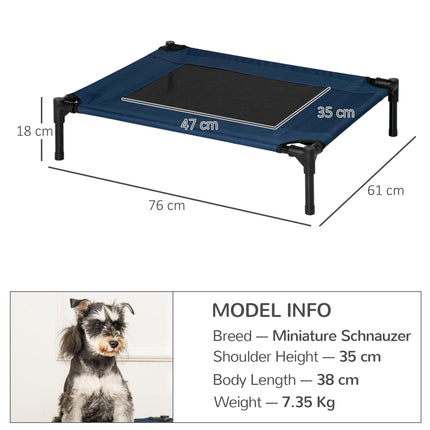 Medium Elevated Dog Cat Pet Cot Bed Portable Camping Basket - Blue