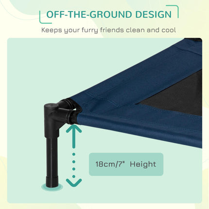 Medium Elevated Dog Cat Pet Cot Bed Portable Camping Basket - Blue
