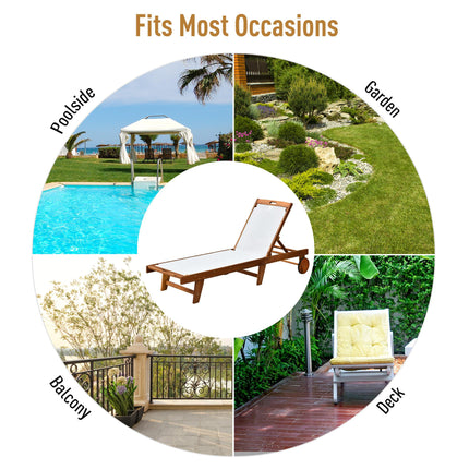 Acacia Wood Outdoor Sun Lounger with Adjustable Backrest - Brown