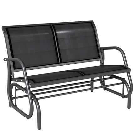 2-Person Outdoor Glider Bench Double Swing Loveseat with Steel Frame - Black