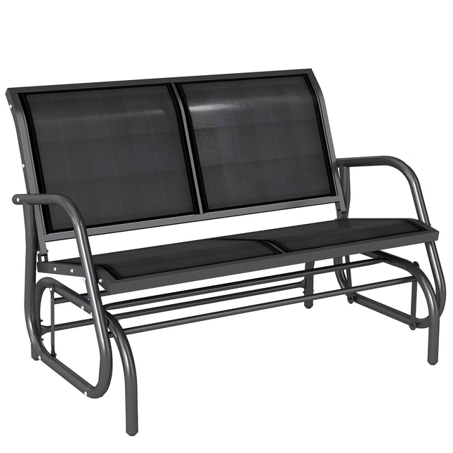 2-Person Outdoor Glider Bench Double Swing Loveseat with Steel Frame - Black