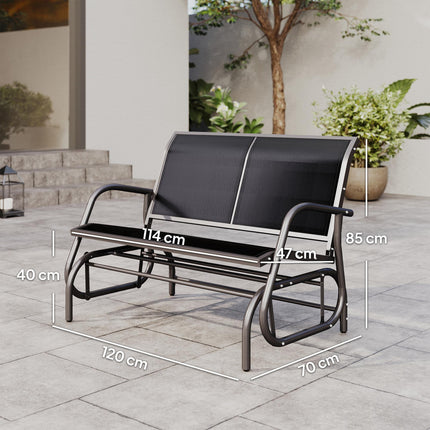 2-Person Outdoor Glider Bench Double Swing Loveseat with Steel Frame - Black