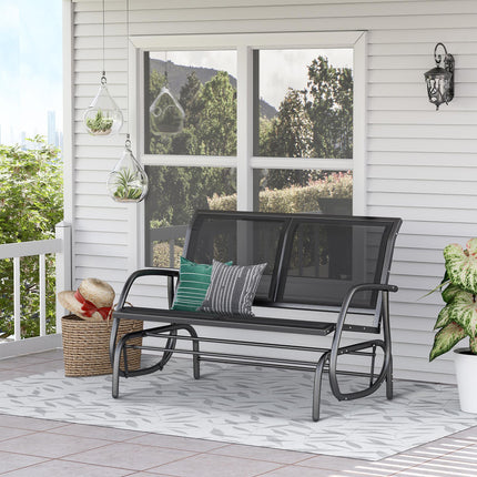 2-Person Outdoor Glider Bench Double Swing Loveseat with Steel Frame - Black