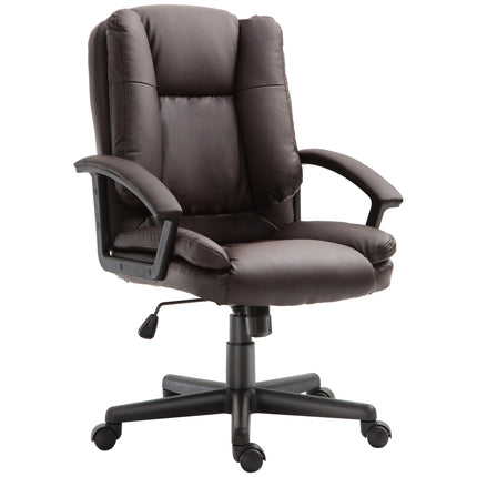 Swivel Mid Back Executive Office Desk Chair with Double-Tier Padding and Wheels - Brown