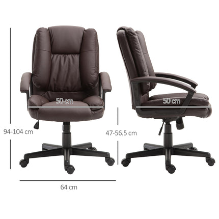 Swivel Mid Back Executive Office Desk Chair with Double-Tier Padding and Wheels - Brown