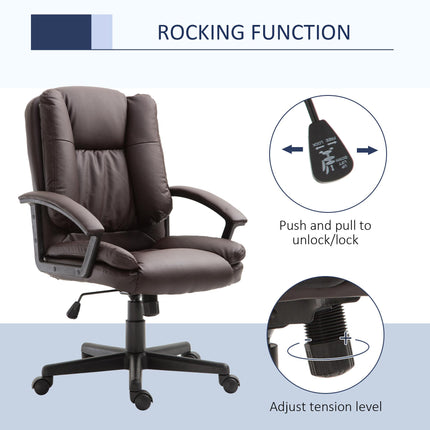 Swivel Mid Back Executive Office Desk Chair with Double-Tier Padding and Wheels - Brown