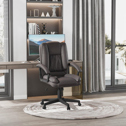 Swivel Mid Back Executive Office Desk Chair with Double-Tier Padding and Wheels - Brown