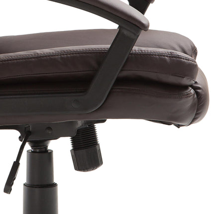 Swivel Mid Back Executive Office Desk Chair with Double-Tier Padding and Wheels - Brown
