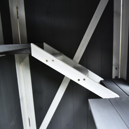 Wooden Outdoor Cat House with 2 Floors and Weatherproof Roof - Grey and White