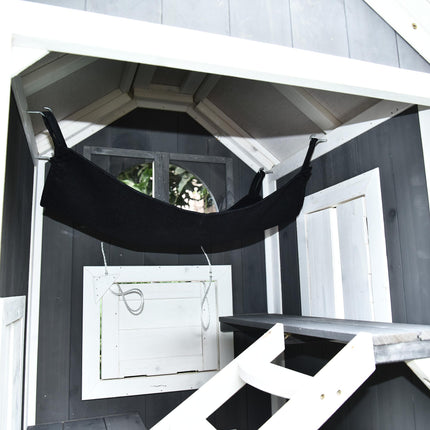 Wooden Outdoor Cat House with 2 Floors and Weatherproof Roof - Grey and White