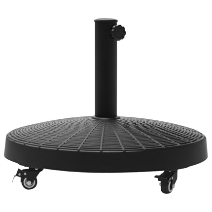 22.7kg Resin Patio Parasol Base with Lockable Wheels - Black