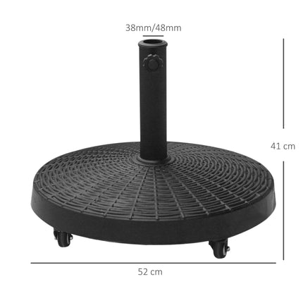 22.7kg Resin Patio Parasol Base with Lockable Wheels - Black