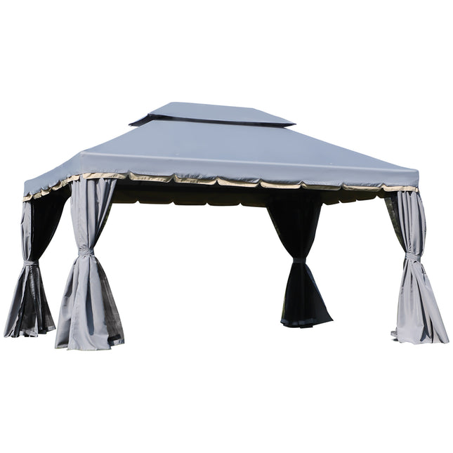 3x4 Metre Aluminium Gazebo with Sidewalls and Nets - Grey
