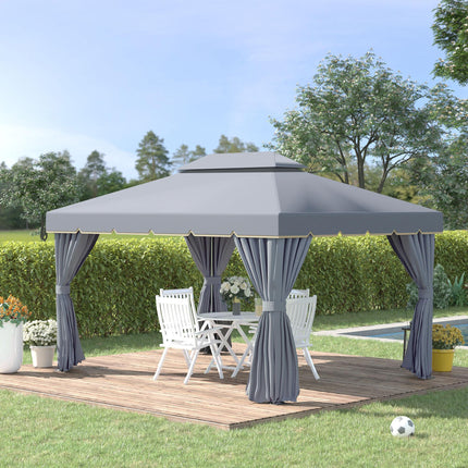 3x4 Metre Aluminium Gazebo with Sidewalls and Nets - Grey